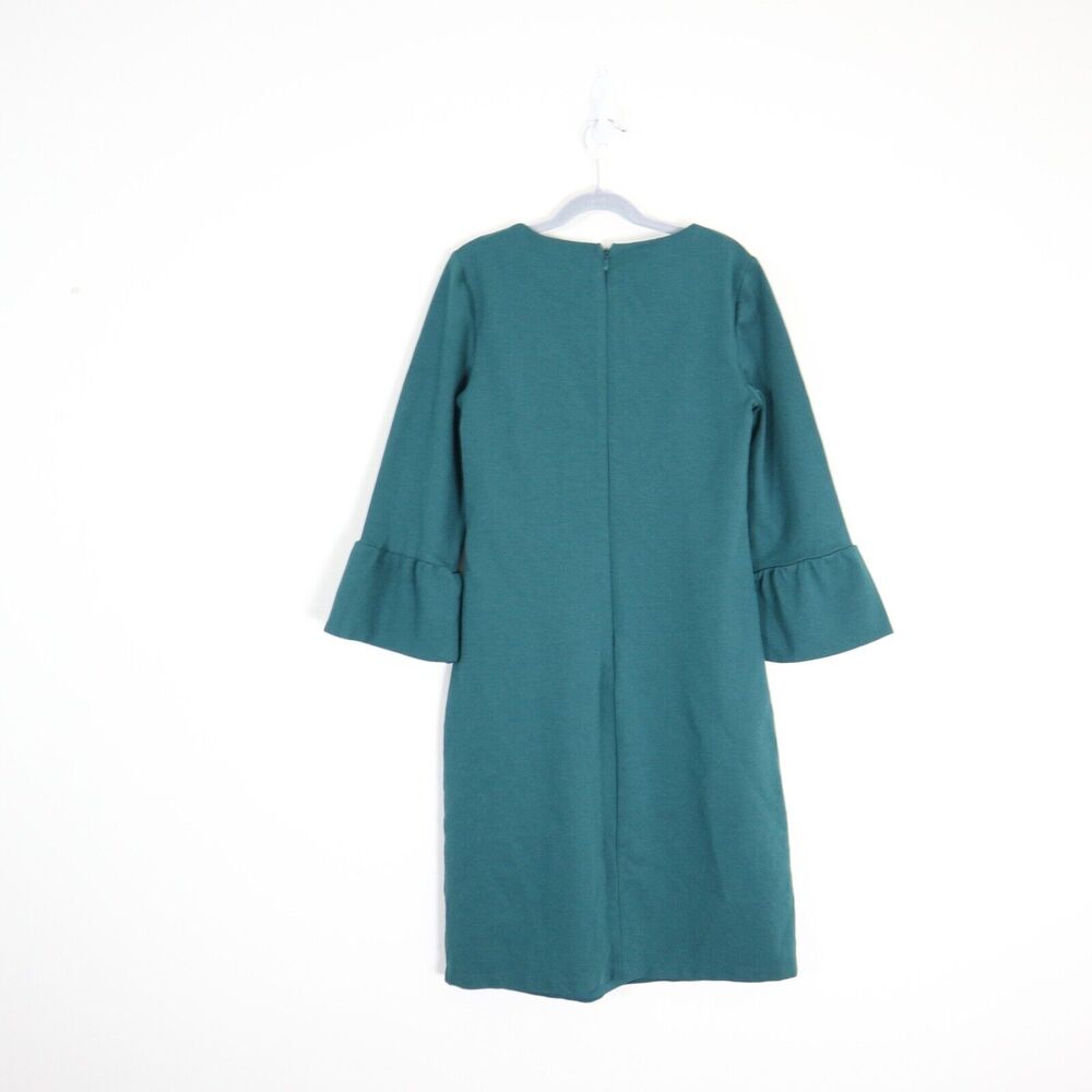 Boden US 2P Lavinia Ponte Knit Sheath Dress Flared Sleeve Green - Picture 9 of 11